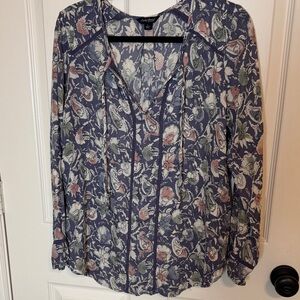 Lucky Brand Lightweight Long Sleeve Boho Peasant Style Top Size L